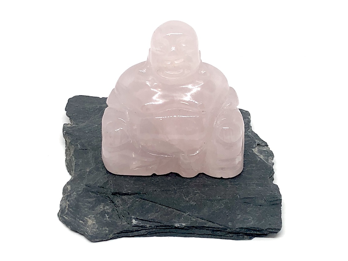 Bouddha rieur en quartz rose
