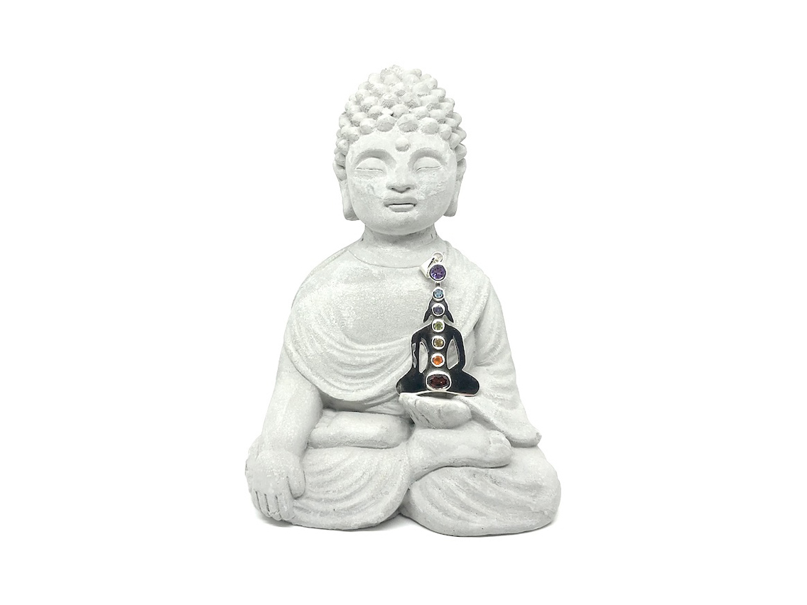 Pendentif en argent, bouddha, 7 chakras