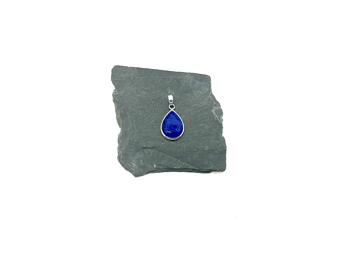 Pendentif lapis lazuli et argent, forme de goutte petit modèle