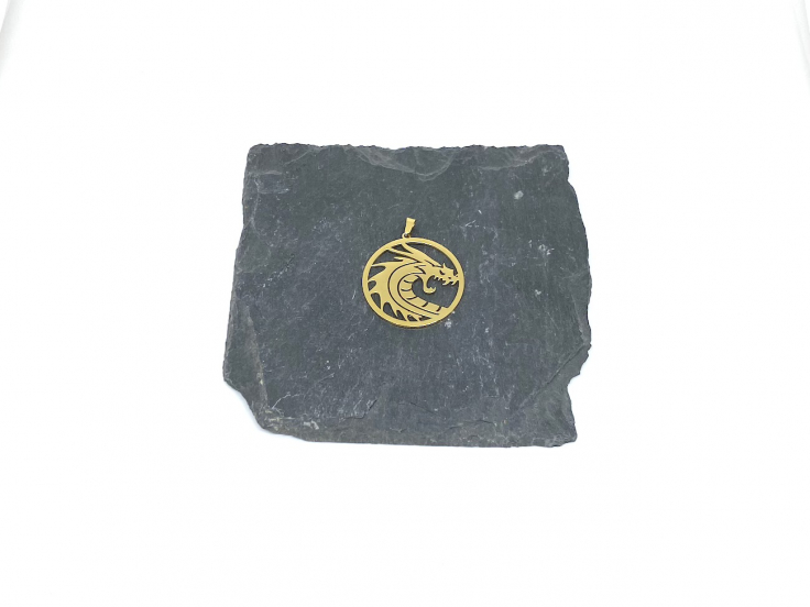 Pendentif “Dragon” en acier inoxydable argenté ou doré 3.2cm