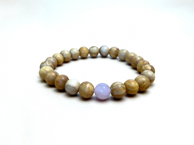 Bracelet Palo santo/Quartz rose – Amour –