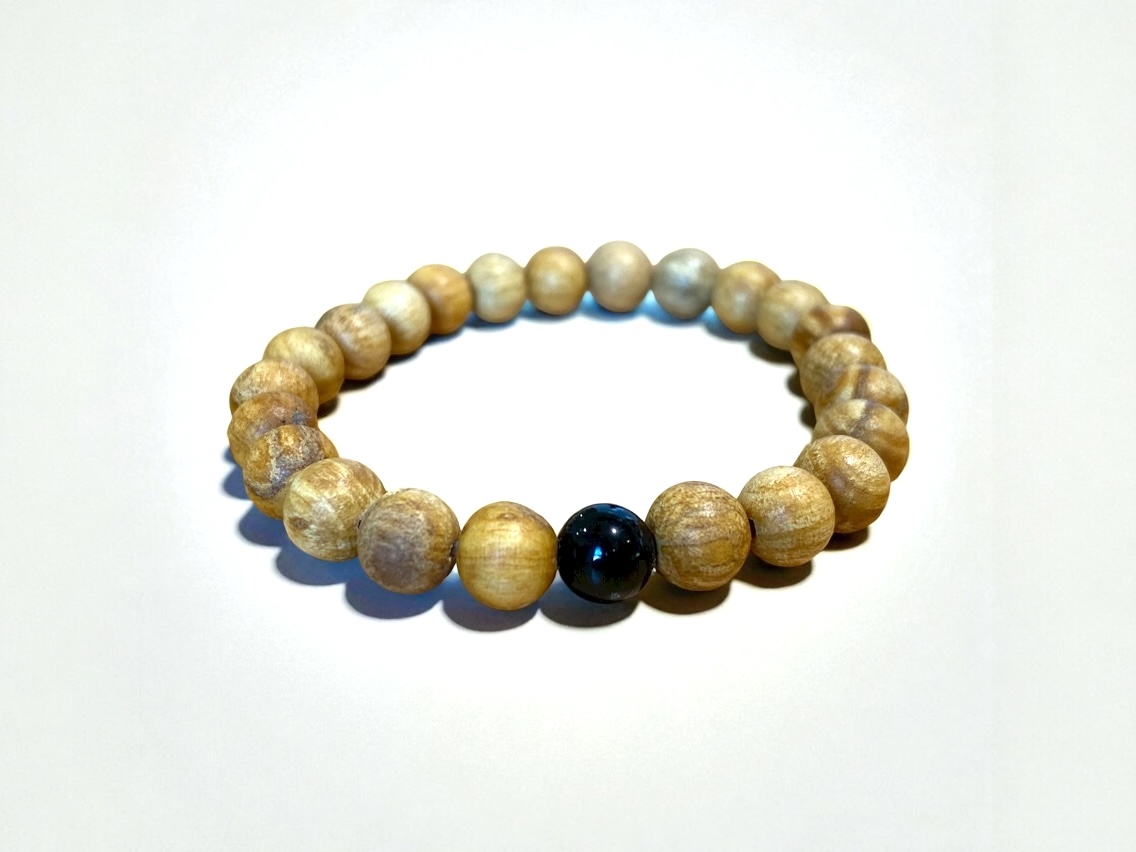 Bracelet Palo santo/Obsidienne noire – Protection –