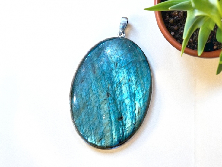 Pendentif XXL en Labradorite et Argent