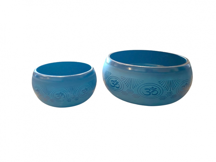 Bol chantant tibétain Aluminium – OM NOIR ET BLEU –